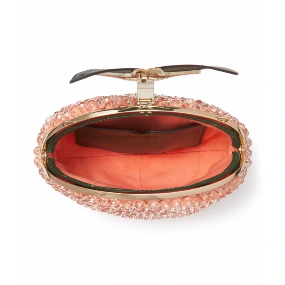 Kate Spade Peach Bellini Embellished Crochet Beads bag  purse 🍑 - Picture 3 of 7